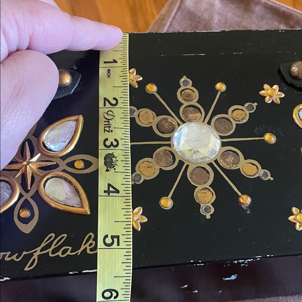 RARE Collins of Texas Wood Black Handheld Snowflake Embell Bag with Original Box - Picture 15 of 16